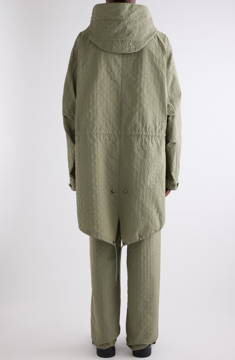 Givenchy Monogram 72 Embossed Fishtail Parka with Removable Hood, Alternate, color, Almond Green