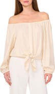 Vince Camuto Off the Shoulder Tie Hem Button-Up Top