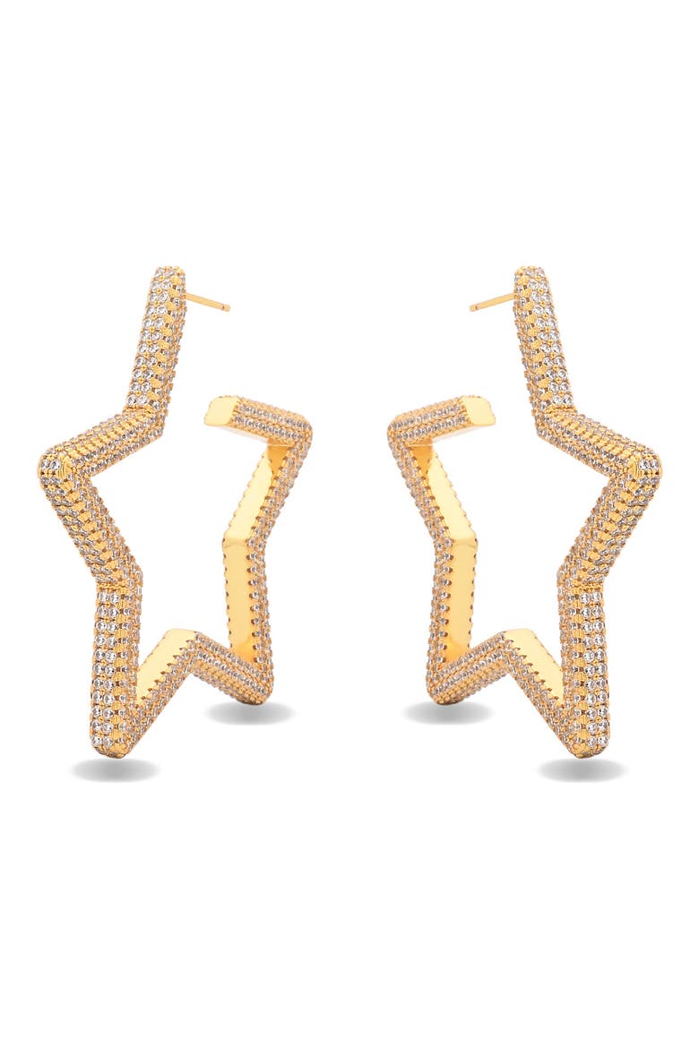 Celine Star Hoop Earrings, Alternate, color, GOLD