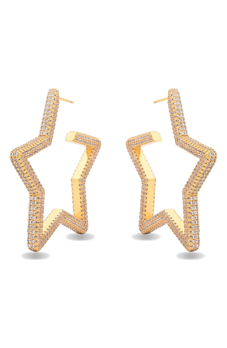 EYE CANDY LOS ANGELES Celine Star Hoop Earrings, Alternate, color, Gold