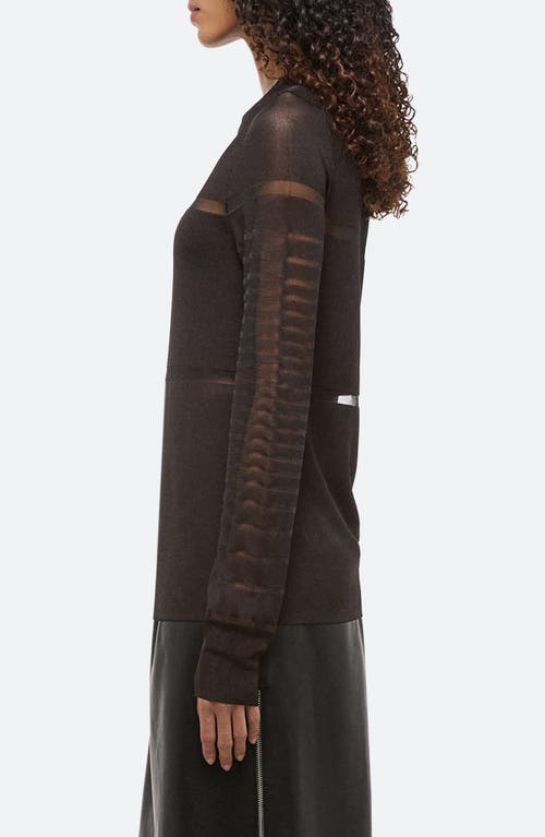 Helmut Lang Burnout Stripe Sheer Top In Black