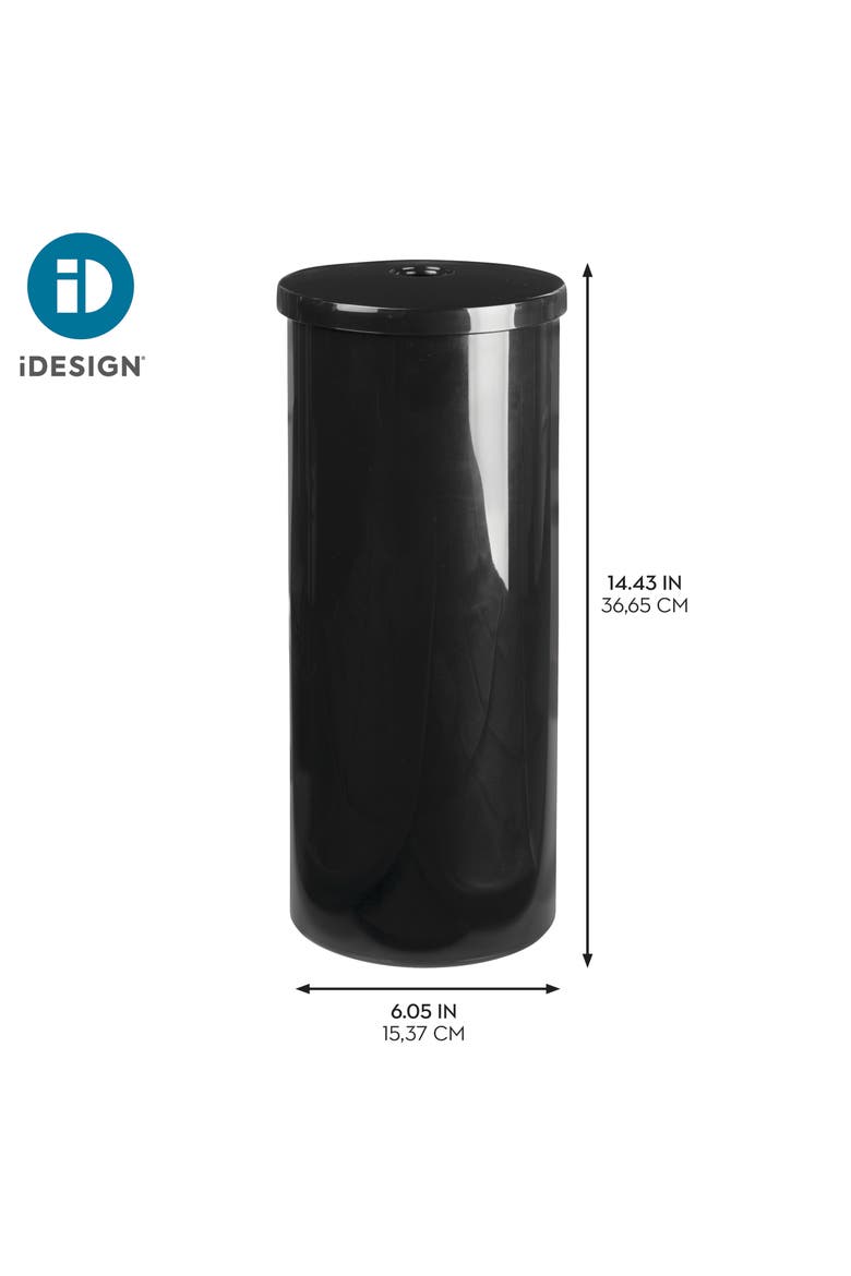 Freestanding Toilet Paper Canister with Lid for 3 Extra Rolls, Black, Made in USA, Alternate, color, Black