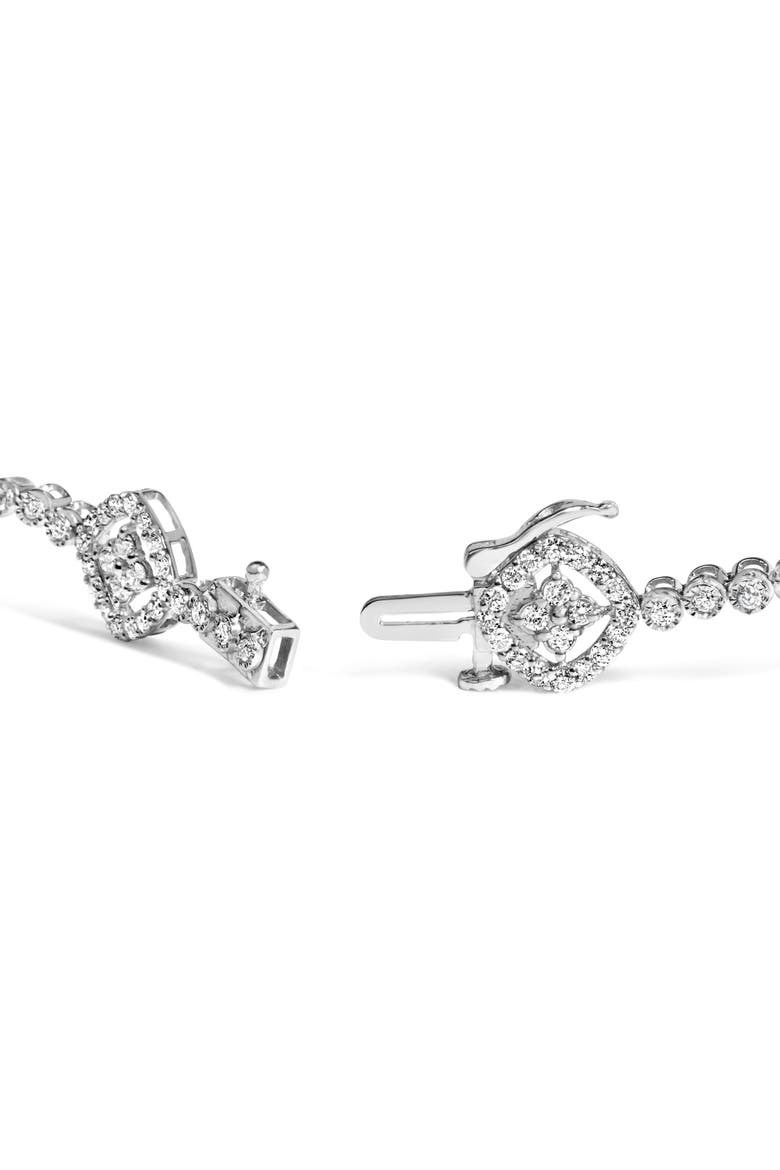 Silver 3.0 Cttw Diamond Halo Square Shape Link Bracelet, Alternate, color, White