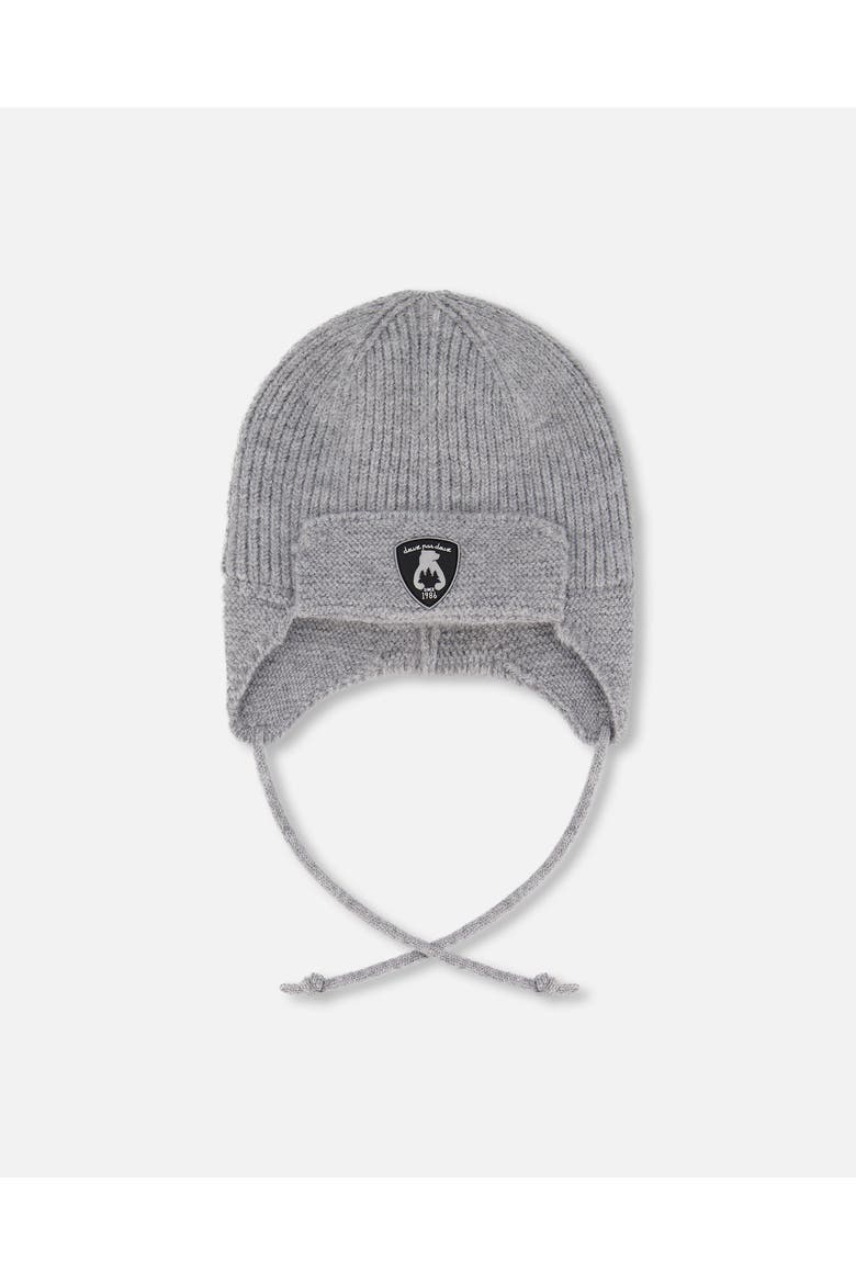 Gender Inclusive Lined Knit Hat with Ears and Strings, Main, color, Heather Gray