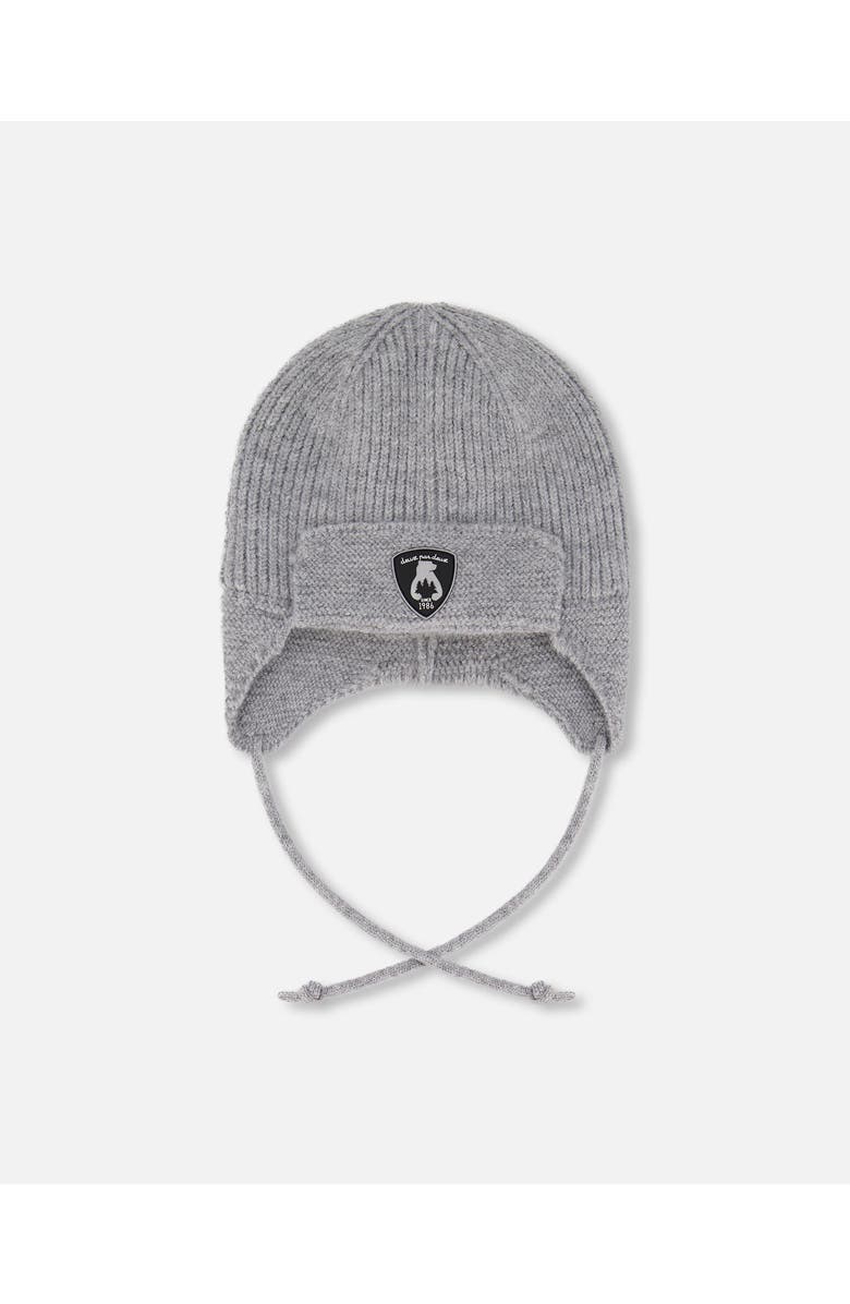 Deux par Deux Gender Inclusive Lined Knit Hat with Ears and Strings, Main, color, Heather Gray