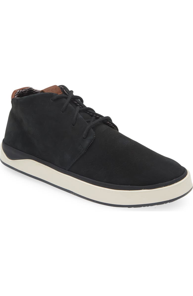OluKai Papakū 'Ili Waterproof Chukka Boot, Main, color, Black / Black