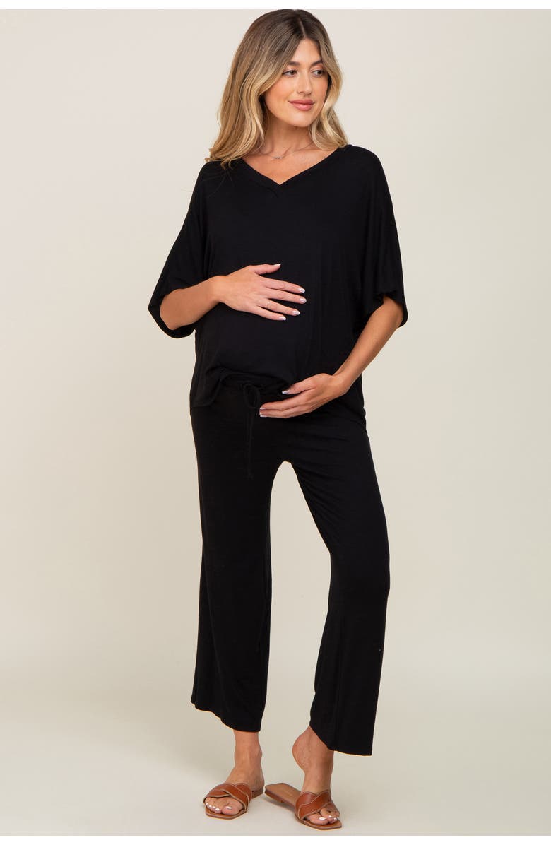 PinkBlush Cropped Pant Maternity Set, Main, color, Black