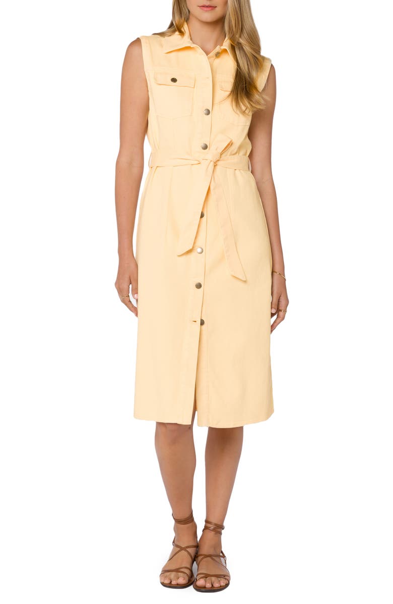 VELVET HEART Denim Button-Up Midi Dress, Main, color, Chamomile