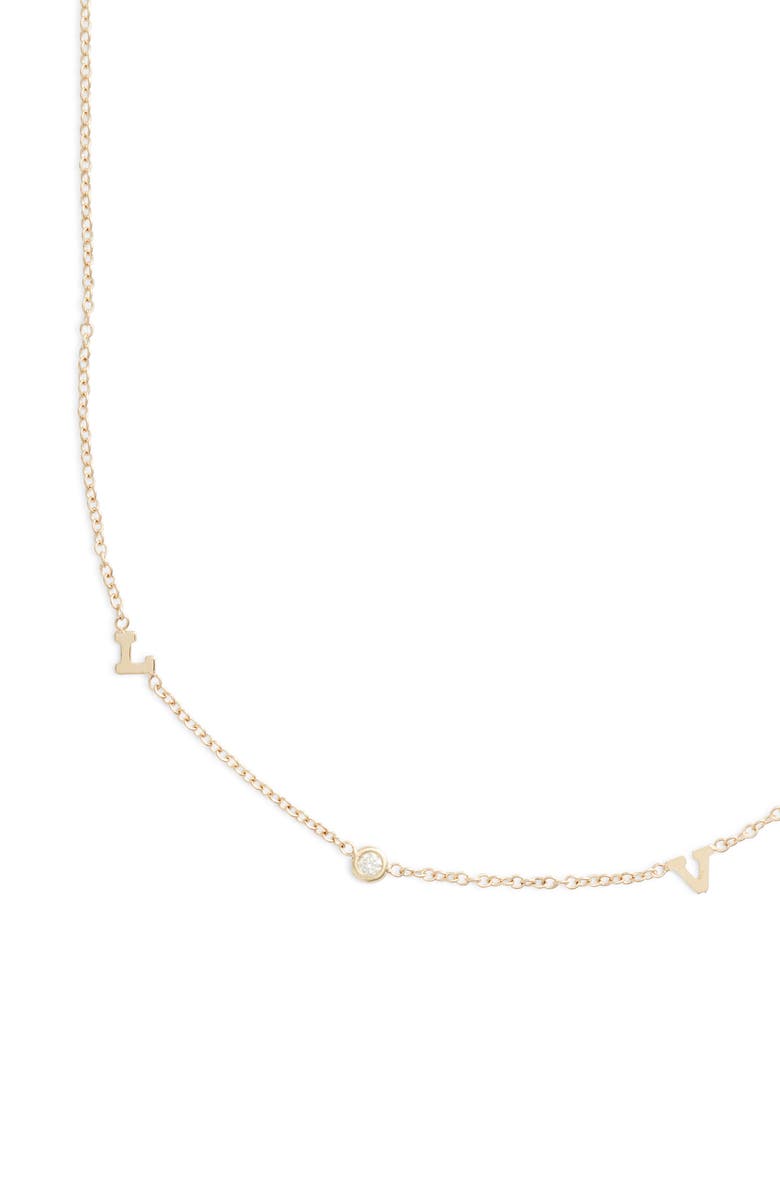 Zoë Chicco Itty Bitty Love Diamond Necklace, Main, color, 