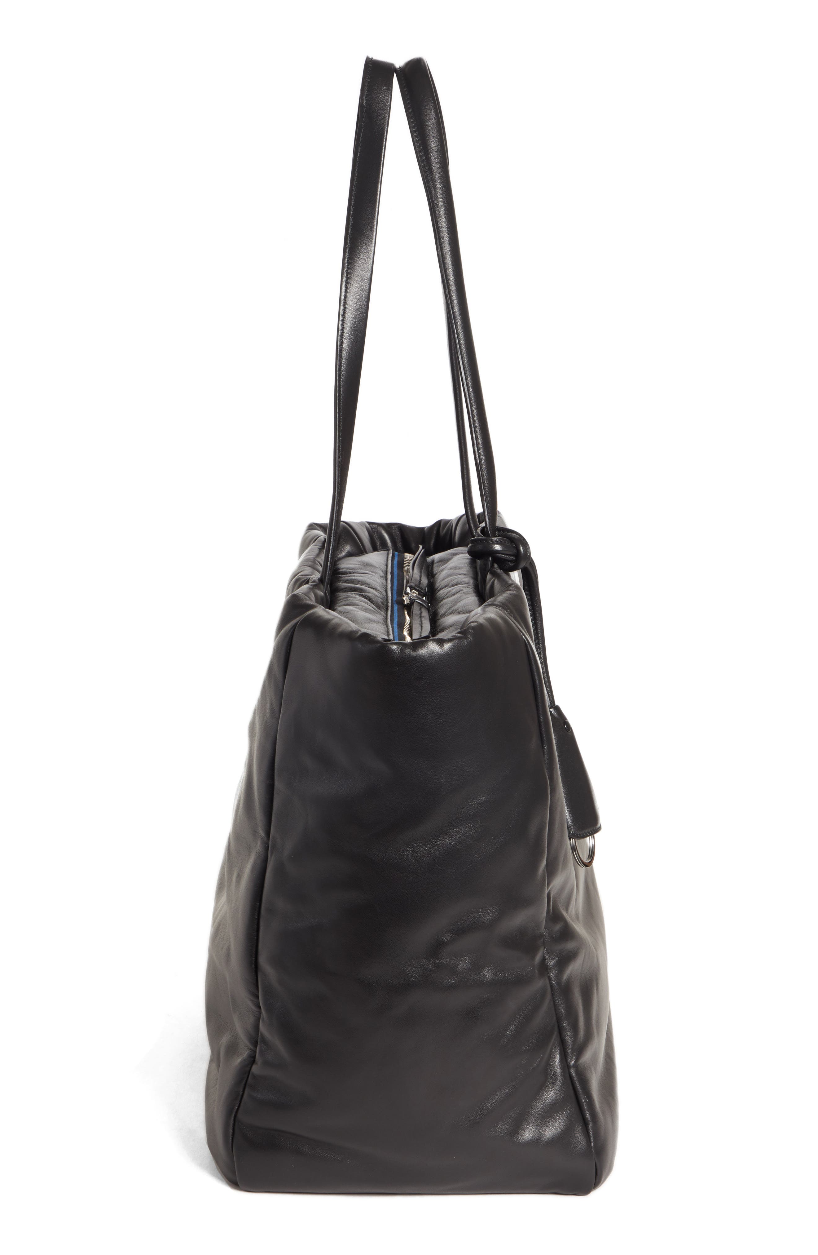 Nappy Calfskin Leather Tote, Alternate, color, NERO/ COBALTO