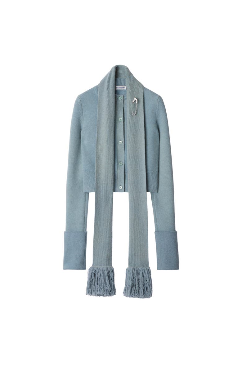 Burberry Scarf Wool Cashmere Cardigan, Alternate, color, 