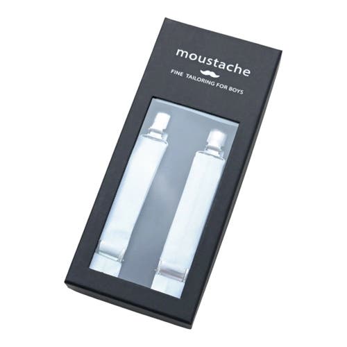 Moustache Suspenders Set In White