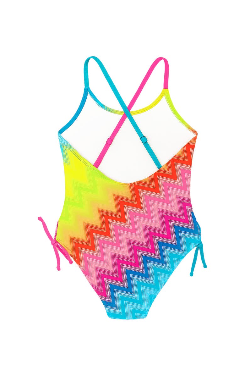 Limeapple Chevron One Piece Swimsuit, Alternate, color, Pink Multi