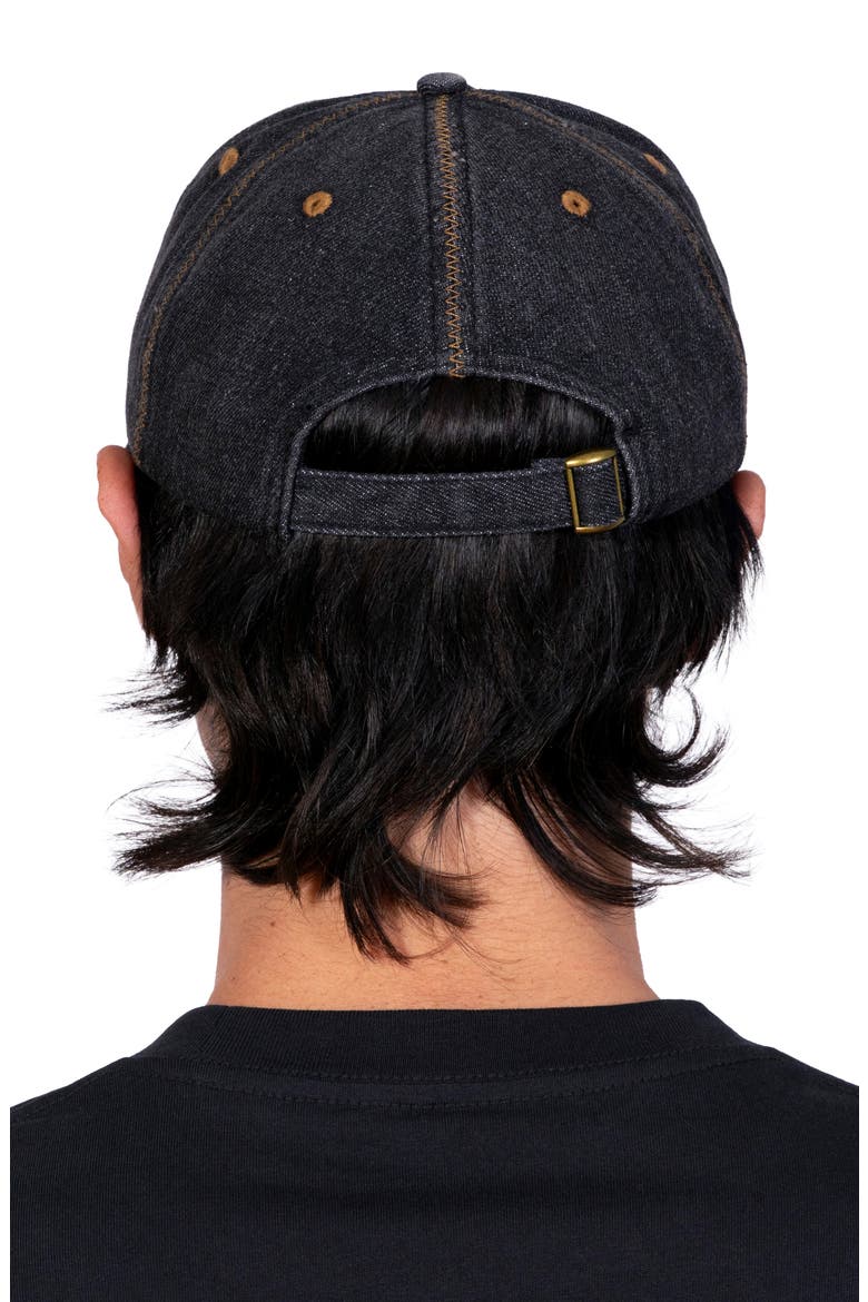 Zigzag Adjustable Cotton Denim Baseball Cap, Alternate, color, BLACK