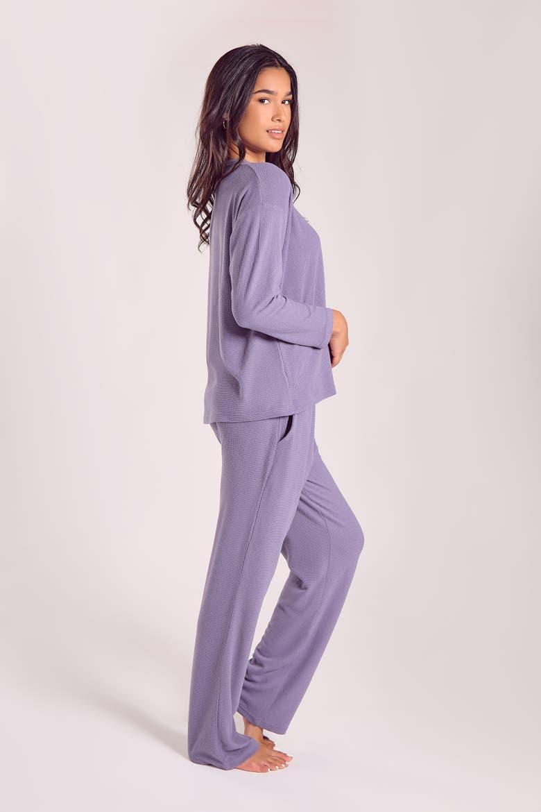 Waffle Knit Sleep Set with Drawstring Pants, Alternate, color, Orchid