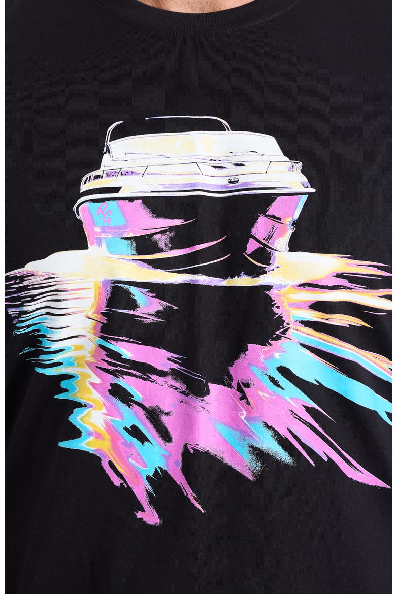 Night Voyage Knit Graphic T-Shirt, Alternate, color, BLACK