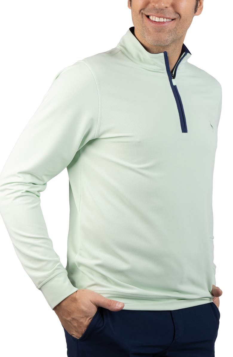 TailorByrd Micro Grid Quarter Zip Performance Pullover, Alternate, color, Aloe
