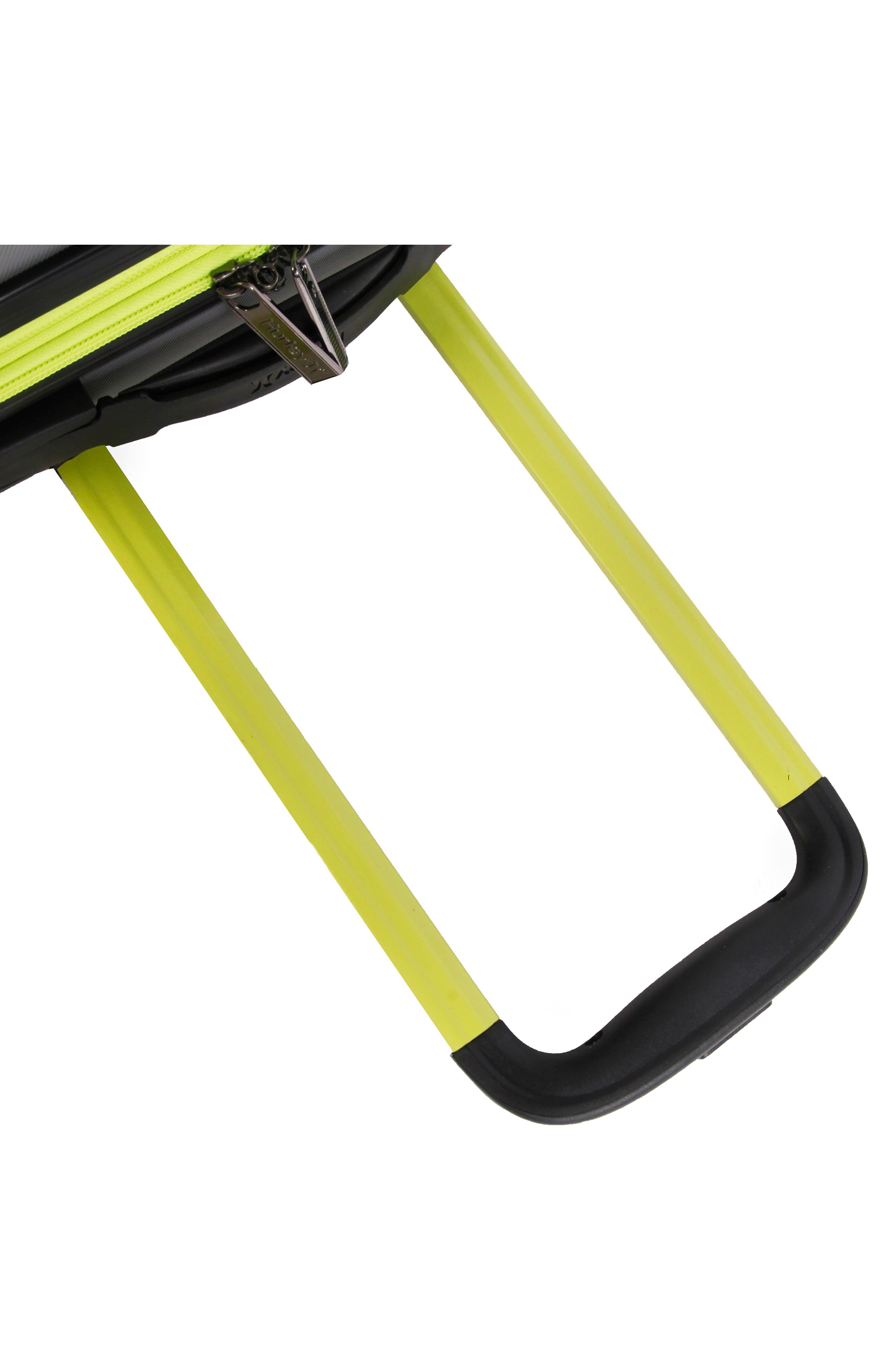 Hurley Suki 21" Hardshell Spinner Suitcase, Alternate, color, Light Grey / Neon