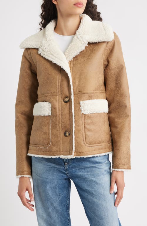 Bernardo Faux Shearling Coat In Brown