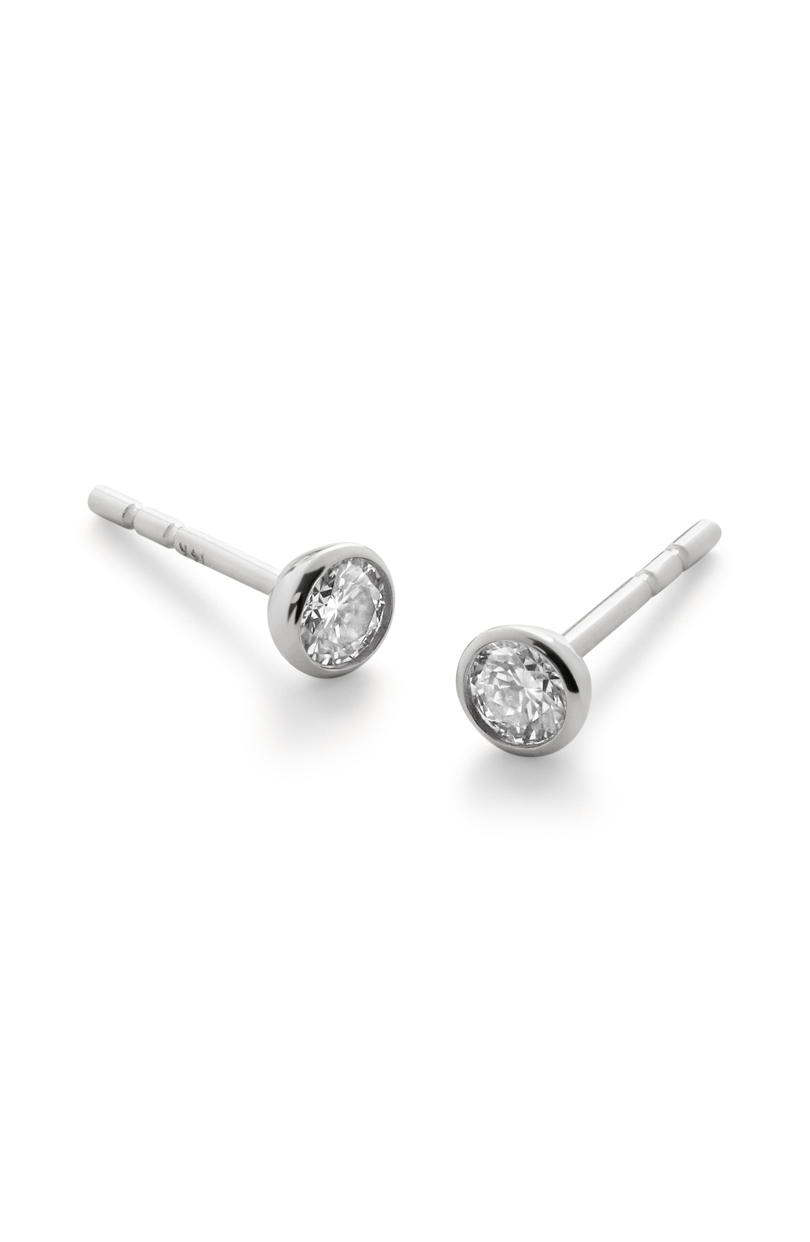 Monica Vinader Lab Grown Diamond Solitaire Stud Earrings In Metallic