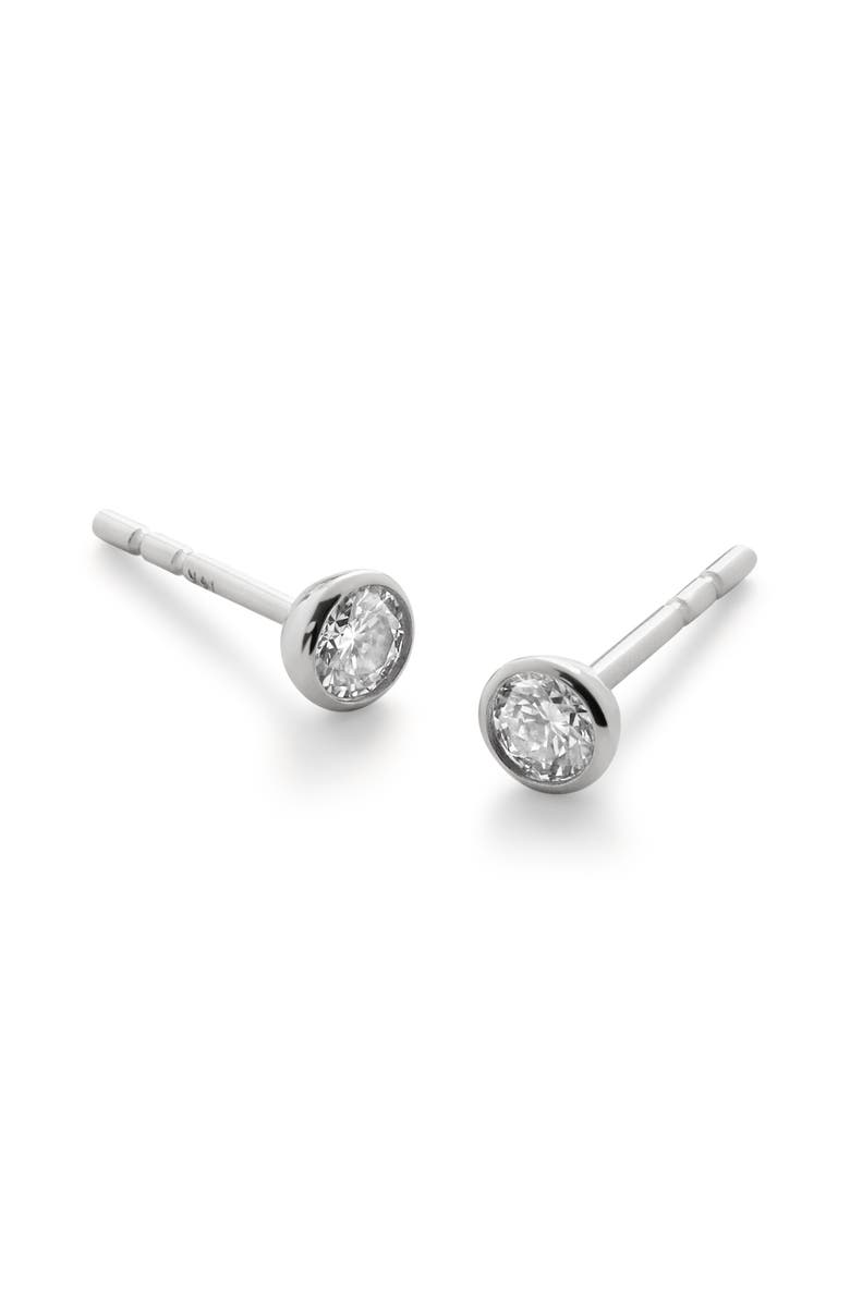 Monica Vinader Lab Grown Diamond Solitaire Stud Earrings, Main, color, 14K Solid White Gold / Diamond