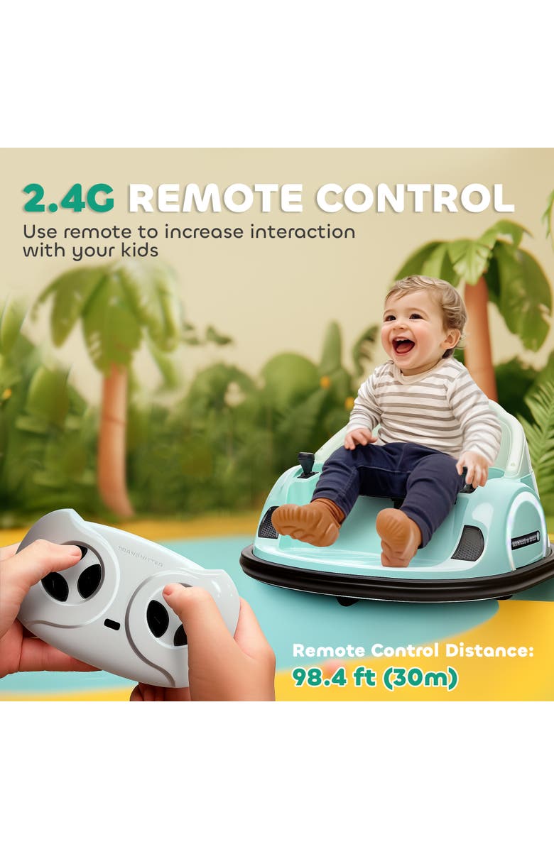 Qaba 12V Kids Electric Bumper Car with Remote Control, Alternate, color, Green