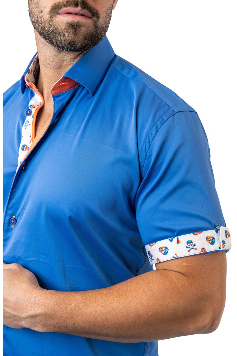 Galileo Chefchaouen Blue Contemporary Fit Short Sleeve Button-Up Shirt, Alternate, color, BLUE
