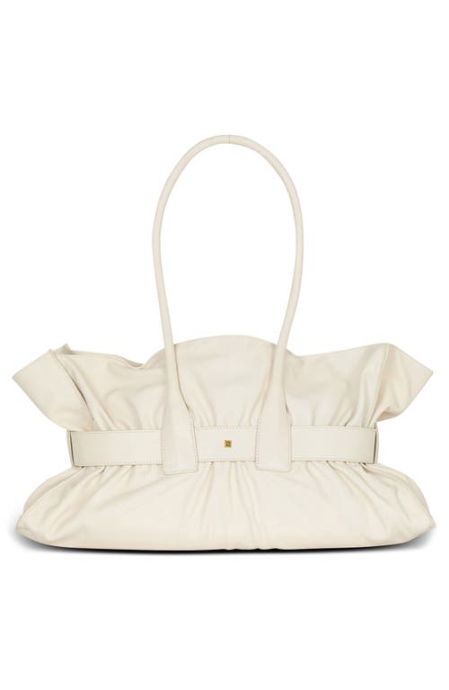 Balmain Large Anthem Leather Shoulder Bag In White