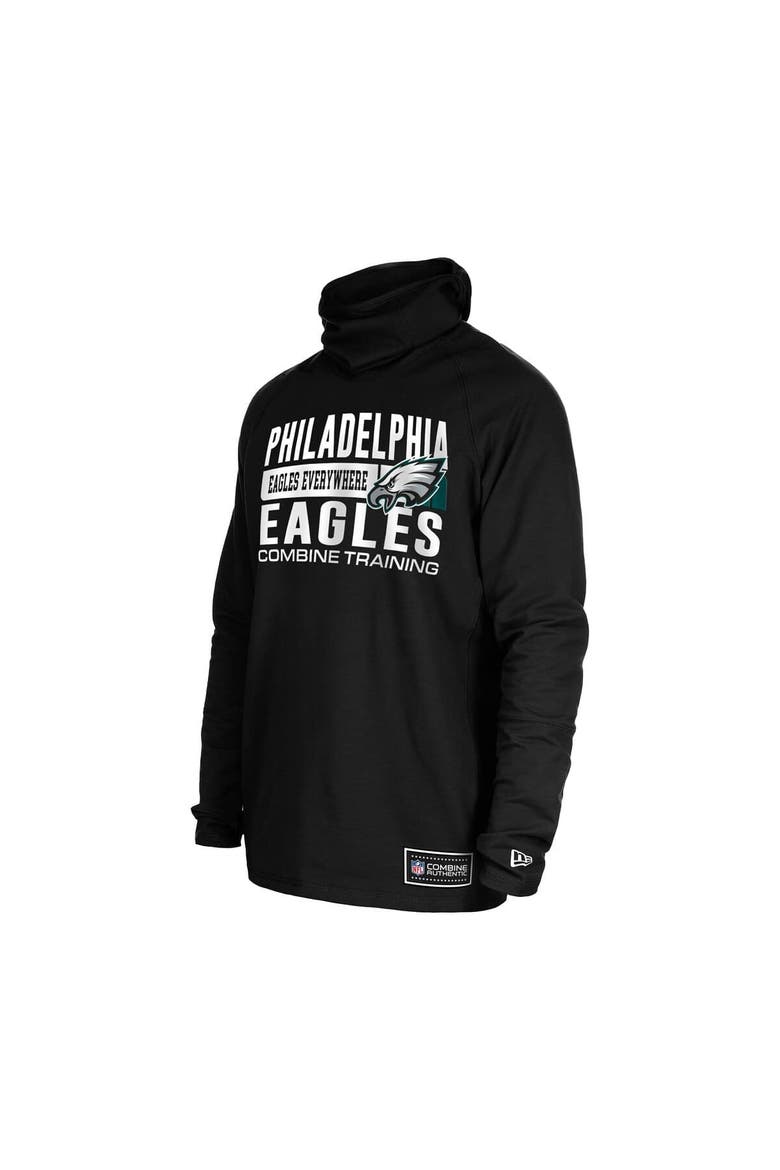 Men's New Era Black Philadelphia Eagles Functional Fandom Balaclava Helmet Stripe Tri-Blend Hoodie, Alternate, color, Black