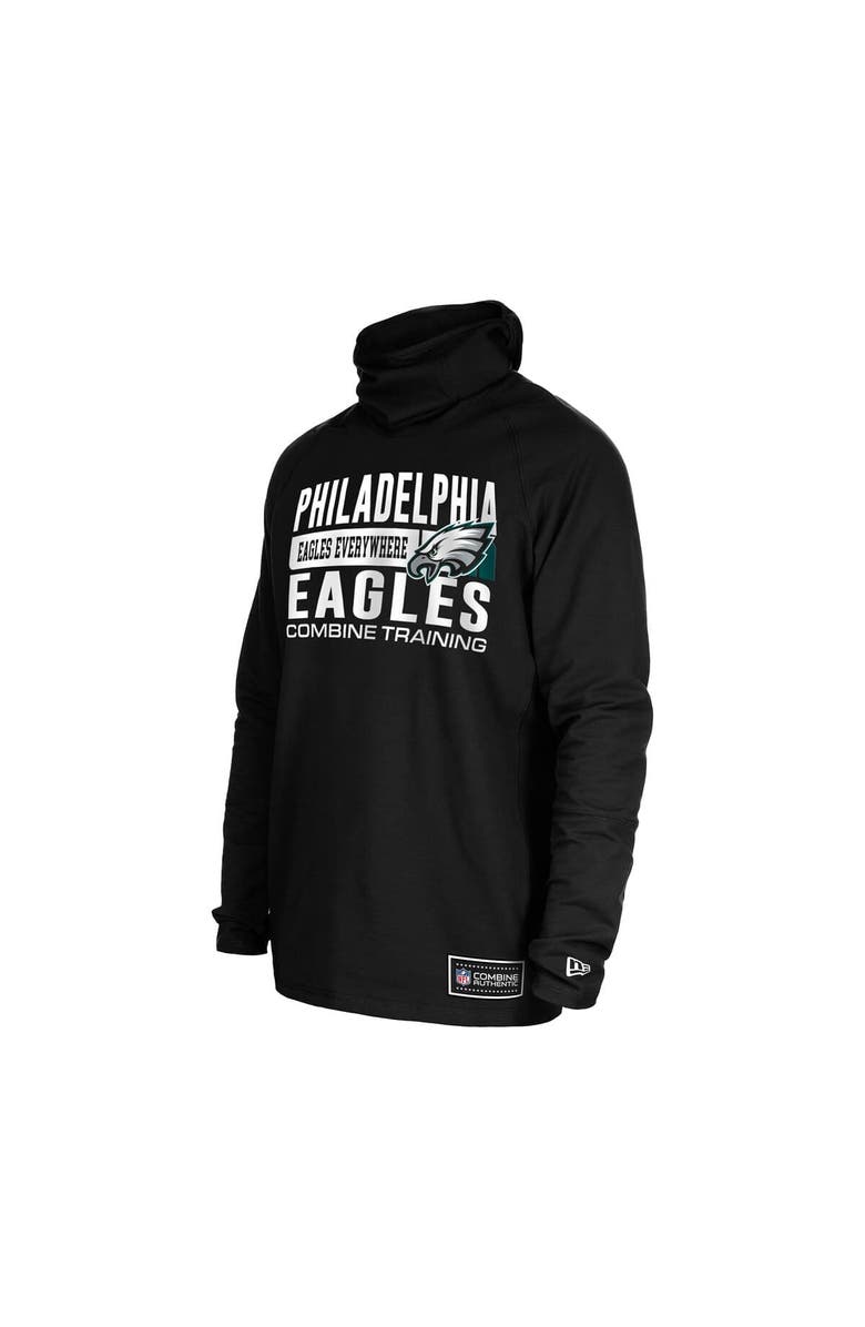 New Era Men's New Era Black Philadelphia Eagles Functional Fandom Balaclava Helmet Stripe Tri-Blend Hoodie, Alternate, color, Black