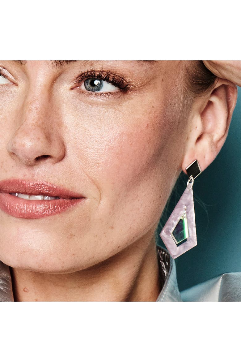 Art Deco Diamond Earrings - Mauve Pearl & Iridescent, Alternate, color, Mauve Pearl & Iridescent