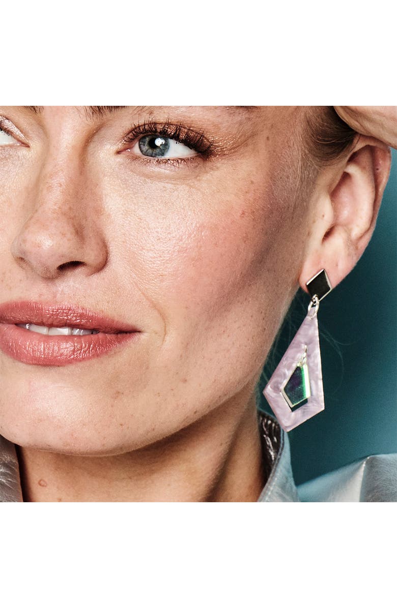 Toolally Art Deco Diamond Earrings - Mauve Pearl & Iridescent, Alternate, color, Mauve Pearl & Iridescent