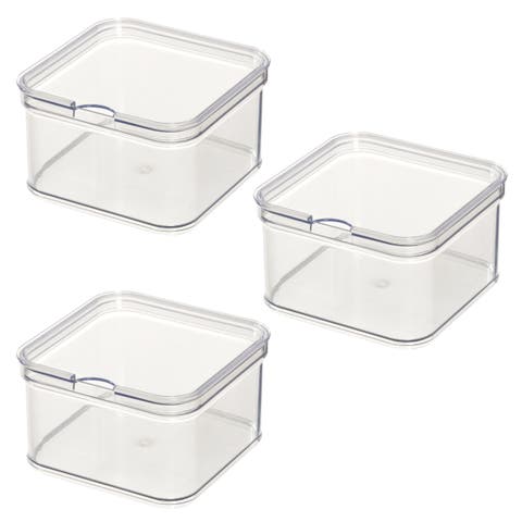 Stackable Fridge Organizer Bins with Lids - Set of 3  - Clear