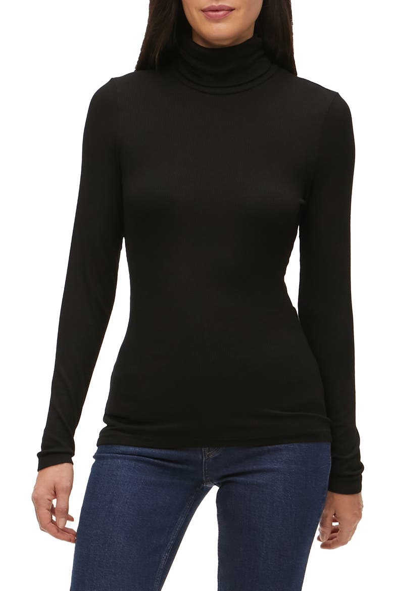 Gail Ribbed Turtleneck Top, Main, color, BLACK