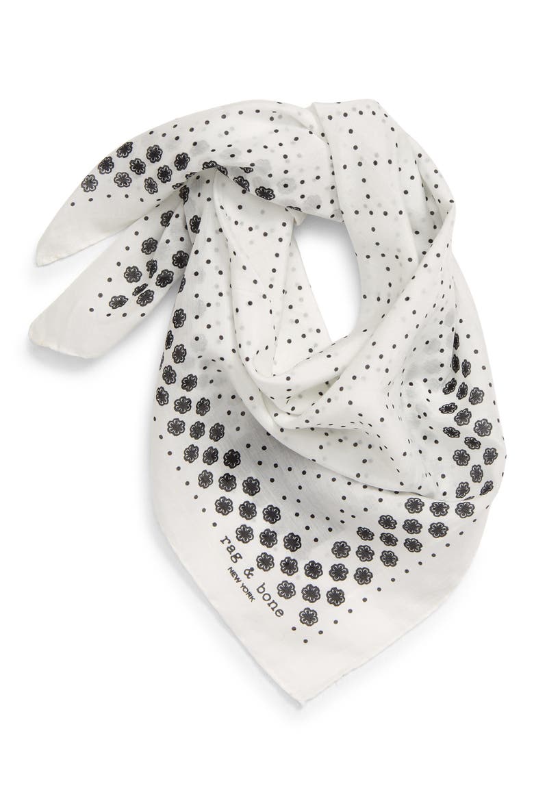 Medallion Bandana Silk Blend Scarf, Main, color, WHITE MULTI