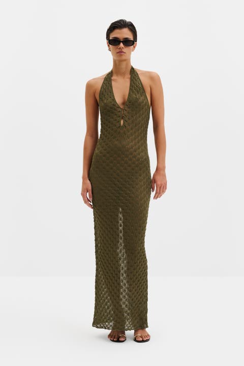 Esra Knitted Halterneck Maxi Dress
