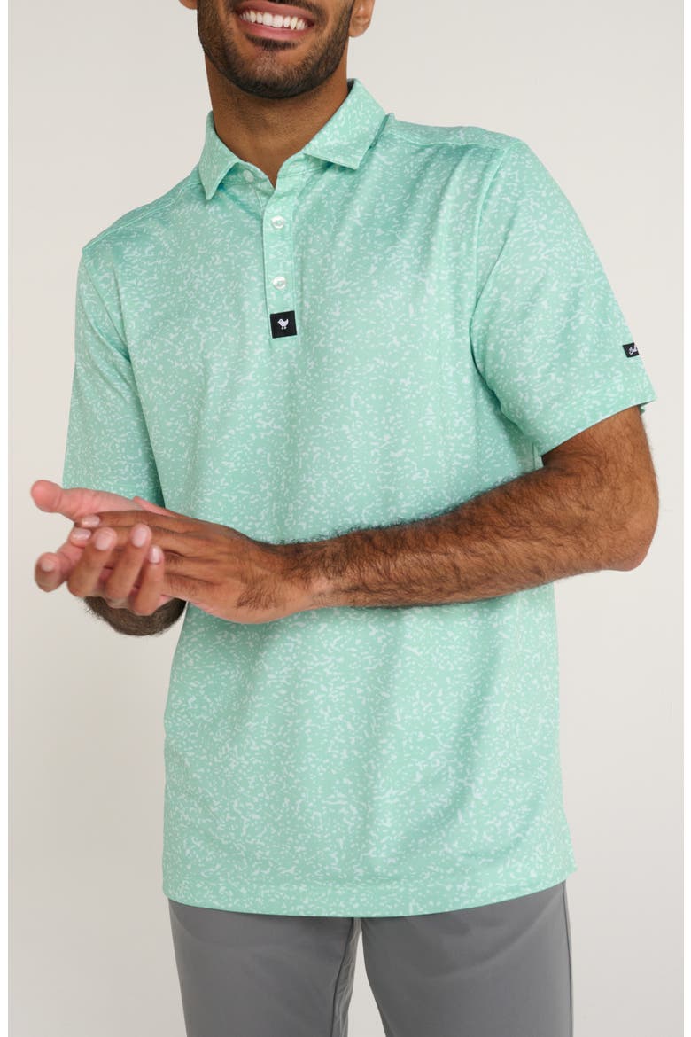 Abyss Spatter Print Piqué Knit Performance Golf Polo, Main, color, ABYSS - MINT