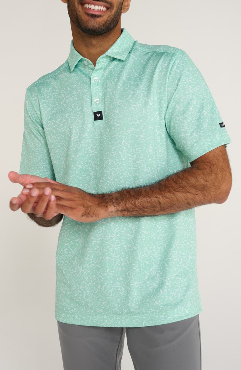 Bad Birdie Abyss Spatter Print Piqué Knit Performance Golf Polo, Main, color, 