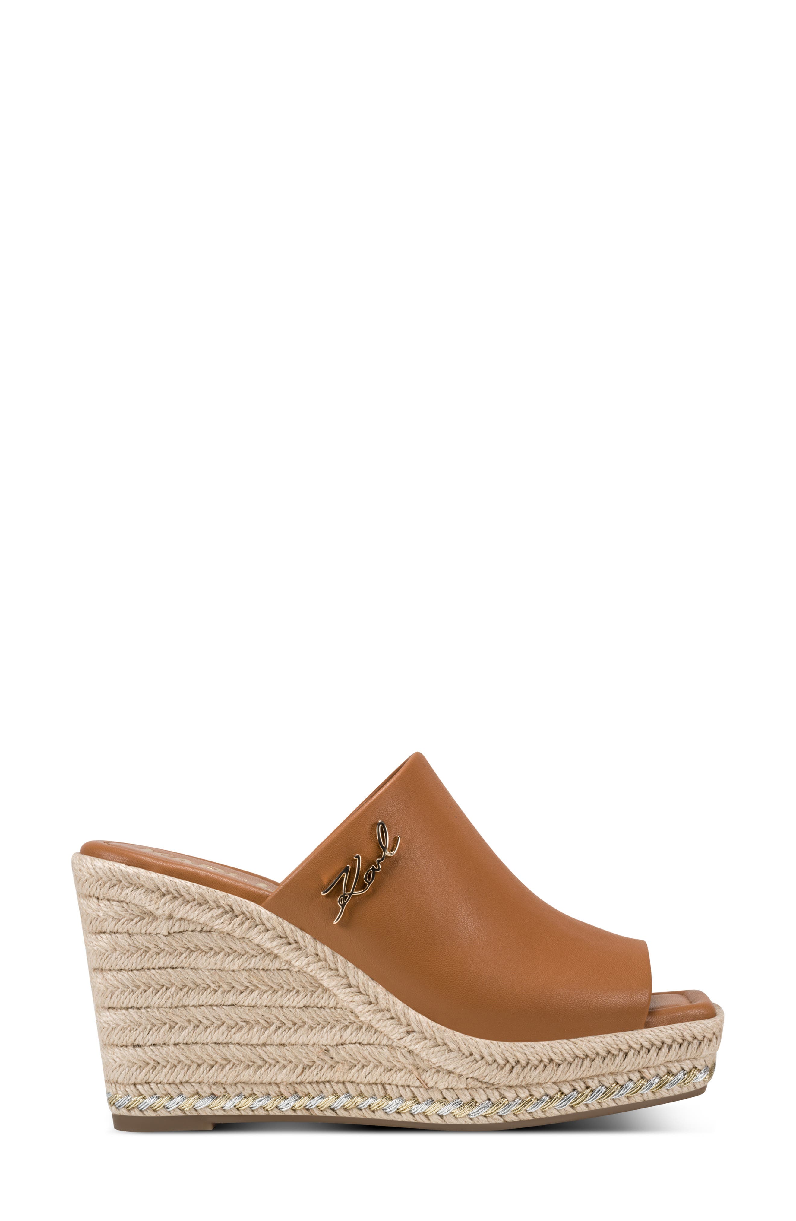 KARL LAGERFELD PARIS Corissa Espadrille Platform Wedge Slide Sandal, Alternate, color, Tan