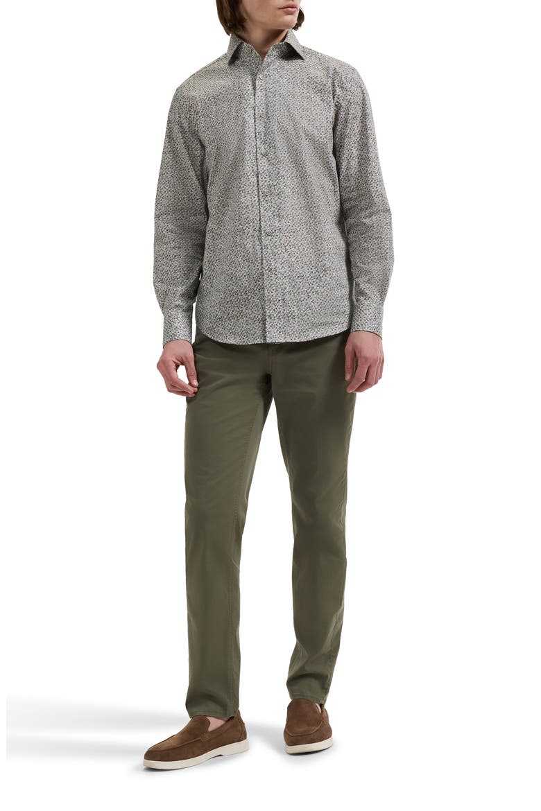 Alvin Shaped Fit Print Button-Up Shirt, Alternate, color, WALNUT