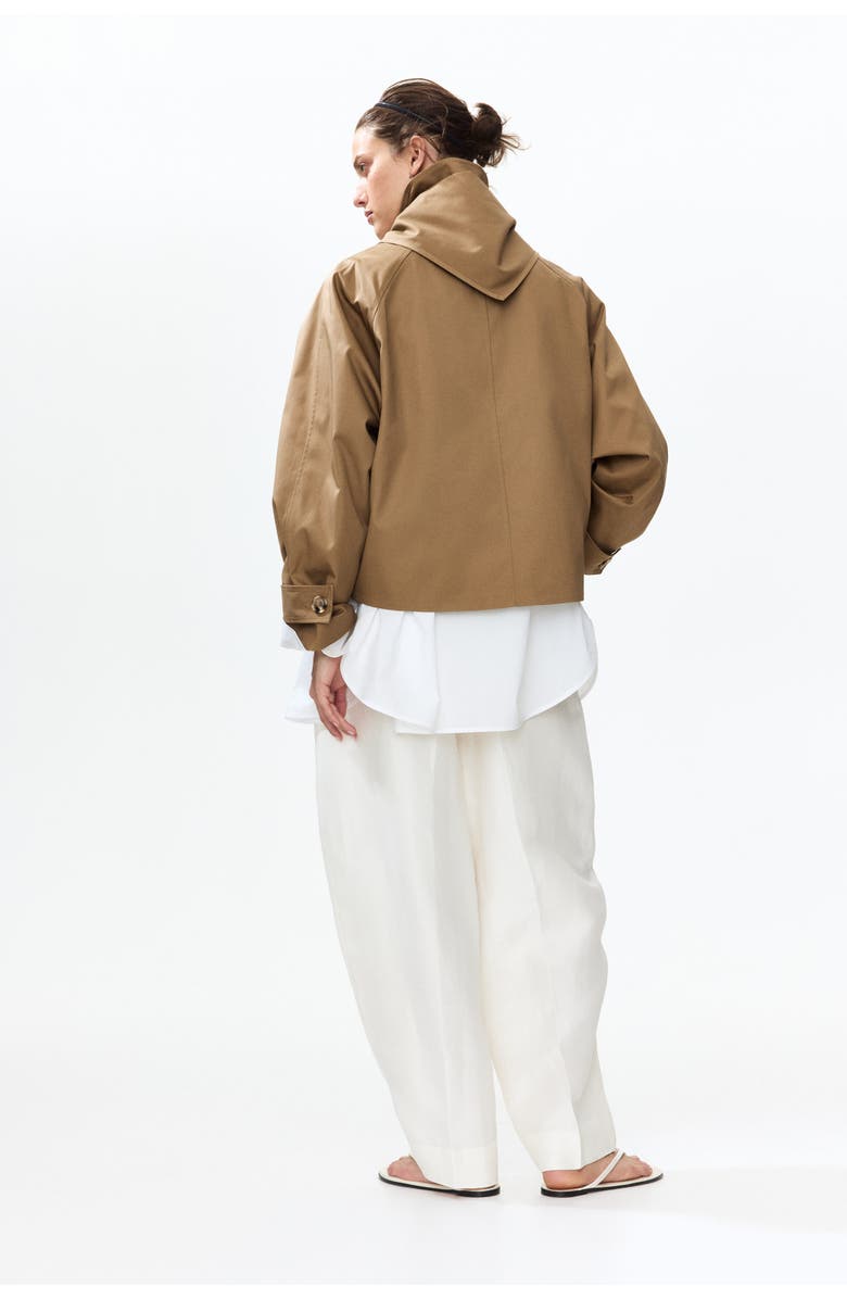 H&M Short trench coat with scarf, Alternate, color, Dark Beige
