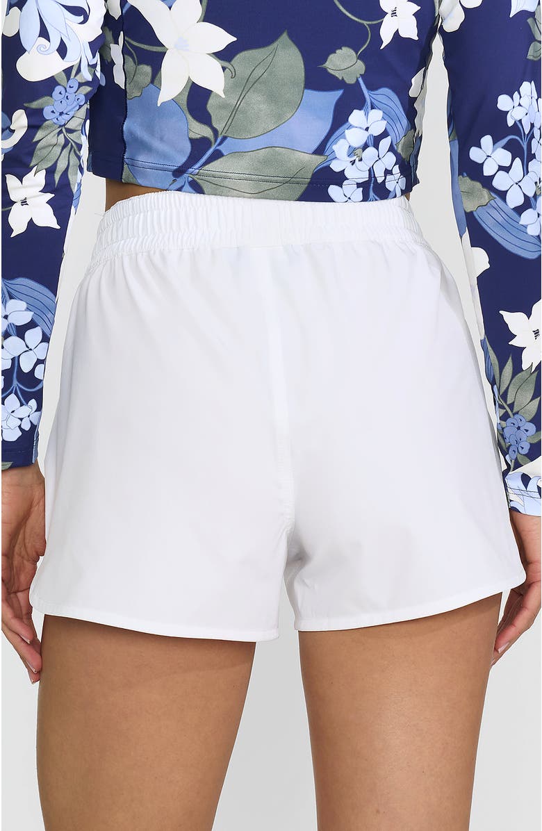 Lands' End Woven Packable 3" Dolphin Hem Swim Cover-up Shorts, Alternate, color, White