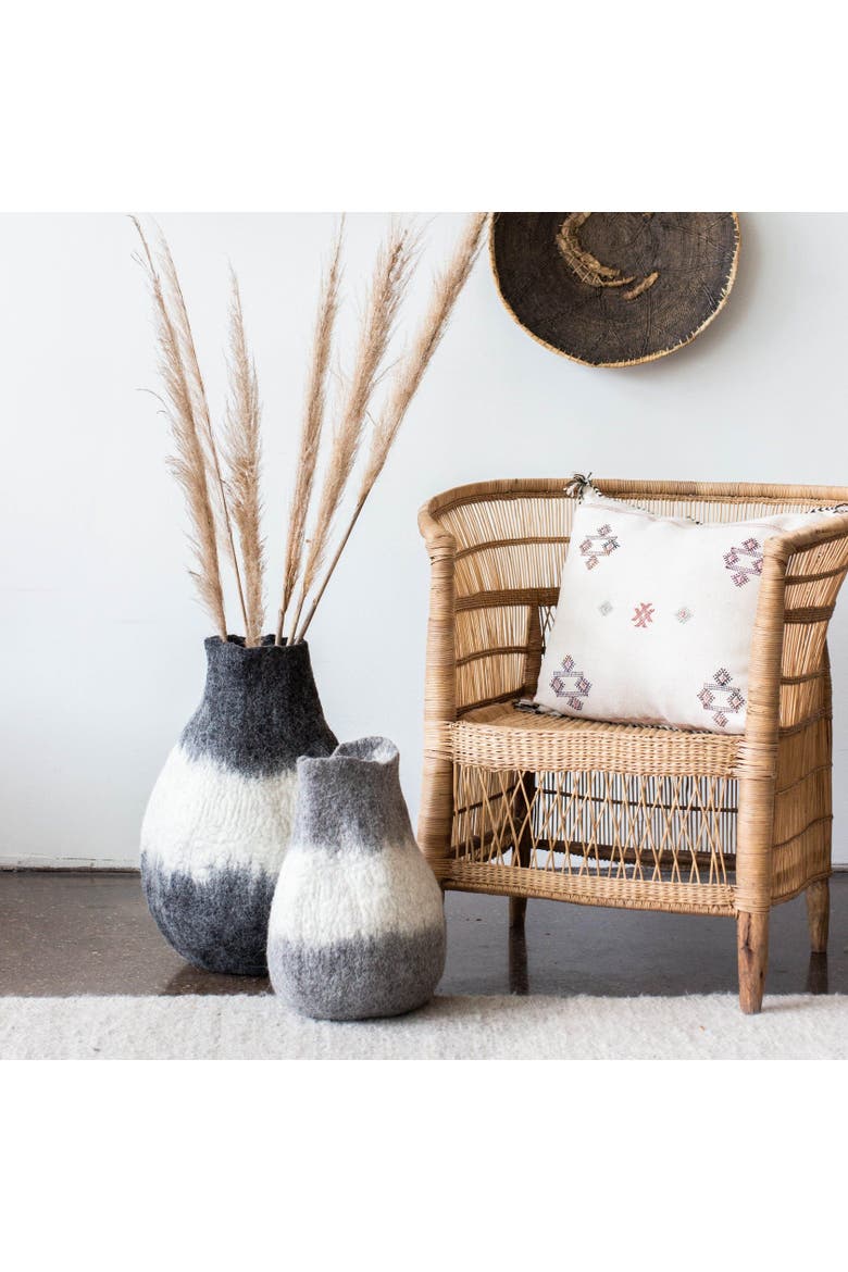 Eclipse Charcoal and Ivory Wool Gourd Basket - Set of 2, Alternate, color, Ivory