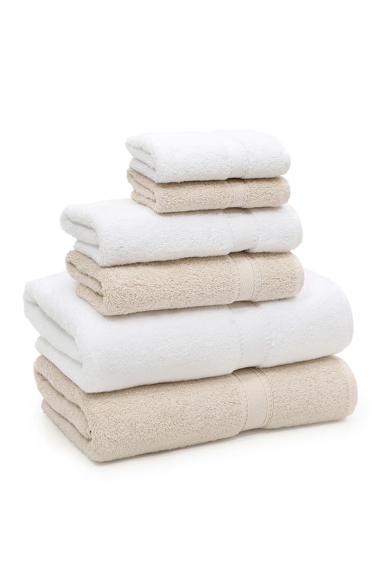 Linum Home Textiles Sinemis Terry 6-Piece Towel Set - Beige/White, Alternate, color, Beige/White