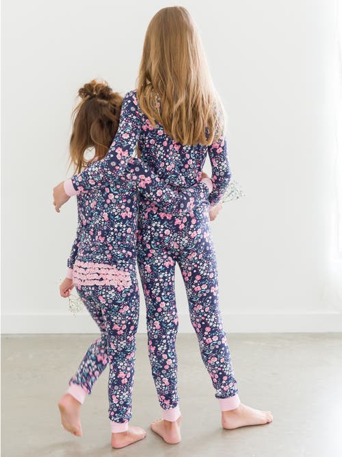 Rufflebutts Softsnooze Toddler Girls Ruffle Long Sleeve Pajama Set In Moonlit Meadow