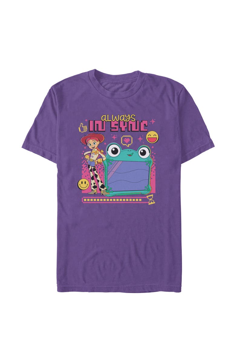 Toy Story 5 Men's Toy Story 5 Always In Sync Lily And Jessie Graphic T-Shirt, Main, color, Purple