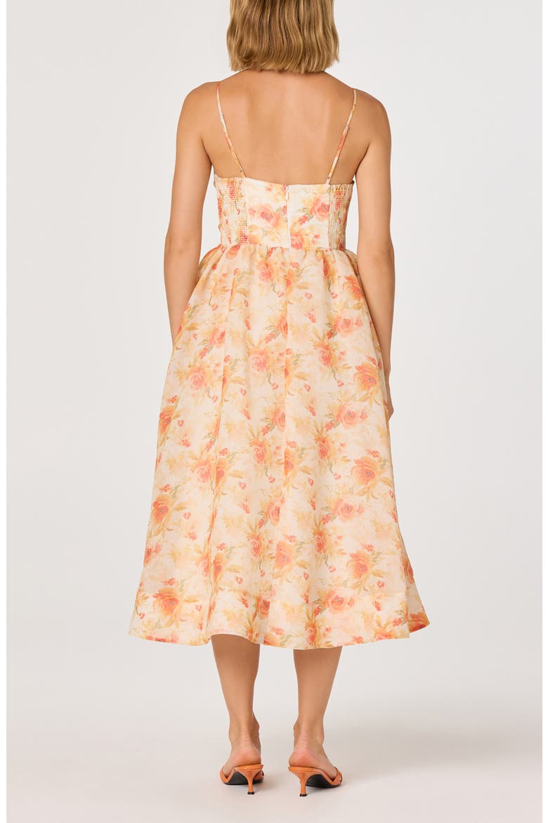 Janna Floral Chiffon Midi Dress, Alternate, color, ORANGE FLORAL