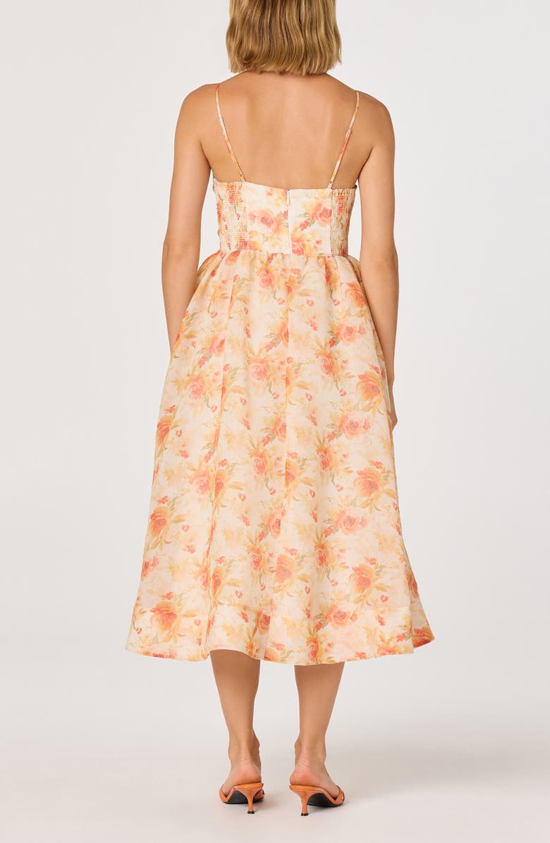 ASTR the Label Janna Floral Chiffon Midi Dress, Alternate, color, Orange Floral