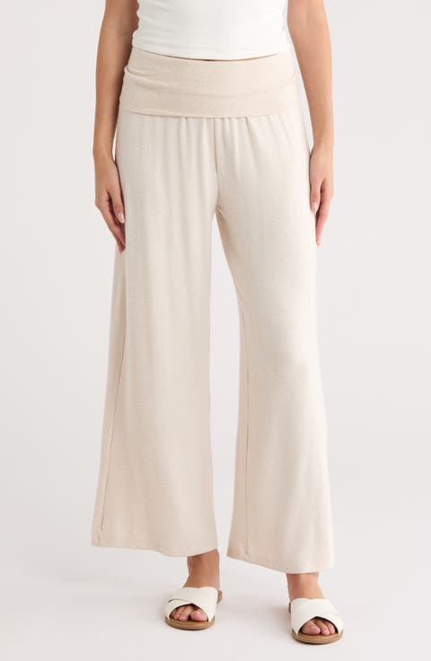 Foldover Waist Wide Leg Pants