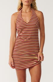Rip Curl Swell Stripe Terry Halter Minidress